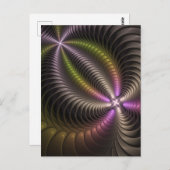 抽象芸術トリップ(幻覚体験)のような光沢カラフル3Dフラクタル芸術 ポストカード (正面/裏面)