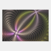 抽象芸術トリップ（幻覚体験）のような光沢カラフル3Dフラクタル芸術 ラッピングペーパーシート (正面)