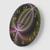 抽象芸術トリップ(幻覚体験)のような光沢カラフル3Dフラクタル芸術 ラージ壁時計 (傾斜)