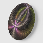 抽象芸術トリップ（幻覚体験）のような光沢カラフル3Dフラクタル芸術 ラージ壁時計 (傾斜)