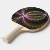 抽象芸術トリップ（幻覚体験）のような光沢カラフル3Dフラクタル芸術 卓球ラケット (正面アングル)