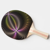 抽象芸術トリップ（幻覚体験）のような光沢カラフル3Dフラクタル芸術 卓球ラケット (横)