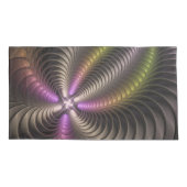 抽象芸術トリップ（幻覚体験）のような光沢カラフル3Dフラクタル芸術 枕カバー (裏面)