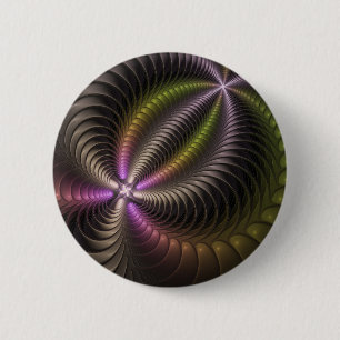 抽象芸術トリップ(幻覚体験)のような光沢カラフル3Dフラクタル芸術 缶バッジ
