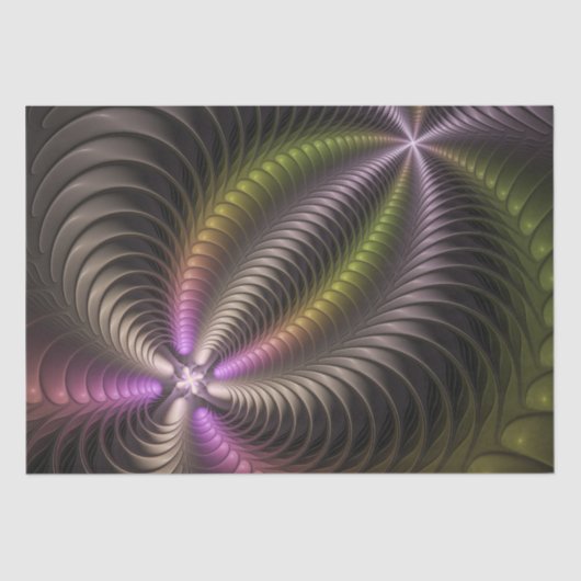 抽象芸術トリップ（幻覚体験）のような光沢カラフル3Dフラクタル芸術 薄葉紙 (正面)