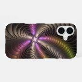 抽象芸術トリップ（幻覚体験）のような光沢カラフル3Dフラクタル芸術 iPhone 16ケース (裏面横)