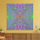 抽象芸術トリップ(幻覚体験)のような紫、オレンジと緑の蝶 キャンバスプリント (インサイチュ (リビング))