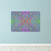 抽象芸術トリップ(幻覚体験)のような紫、オレンジと緑の蝶 キャンバスプリント (インサイチュ (ウッドフロア))