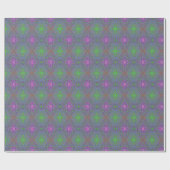 抽象芸術トリップ（幻覚体験）のような紫、オレンジと緑の蝶 ラッピングペーパー (フラット)