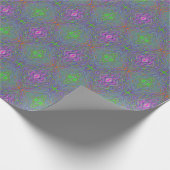 抽象芸術トリップ（幻覚体験）のような紫、オレンジと緑の蝶 ラッピングペーパー (角)
