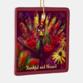 抽象芸術トルコ鳥フローラ赤お洒落黄 セラミックオーナメント (右)
