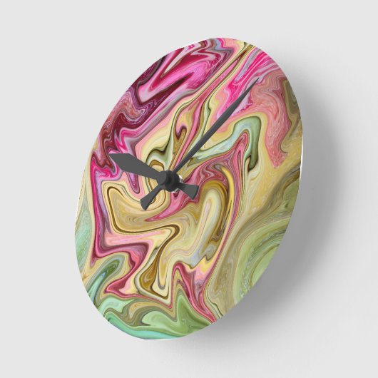 抽象芸術トレイ ラウンド壁時計 (傾斜)