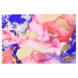 抽象芸術トレンディーパープルピンク金ゴールドスワーズアーモダント メタルプリント