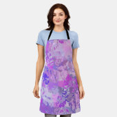 抽象芸術トレンディー迷彩柄ピンクパープルブルー エプロン (着用した状態)