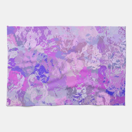 抽象芸術トレンディー迷彩柄ピンクパープルブルー キッチンタオル (横)