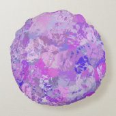 抽象芸術トレンディー迷彩柄ピンクパープルブルー ラウンドクッション (裏面)