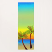 抽象芸術トロピカルライフパームツリーズシースケープ ヨガマット (裏面)