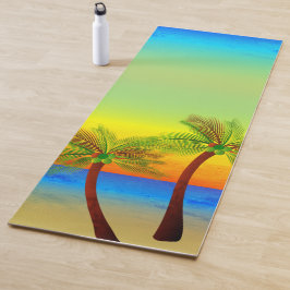 抽象芸術トロピカルライフパームツリーズシースケープ ヨガマット