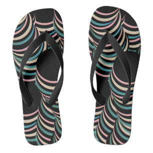 抽象芸術トンネル渦巻きピンク緑ブラック ビーチサンダル