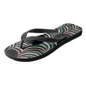 抽象芸術トンネル渦巻きピンク緑ブラック ビーチサンダル (アングル)