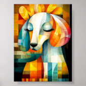 抽象芸術ドッグアート – 幾何学動物デザイン ポスター (正面)
