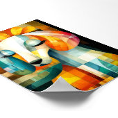 抽象芸術ドッグアート – 幾何学動物デザイン ポスター (角)