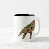 抽象芸術ドッグイラストレーション ツートーンマグカップ (正面右)