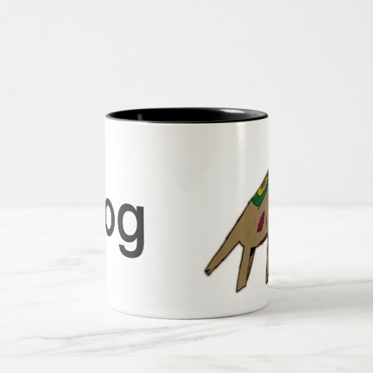 抽象芸術ドッグイラストレーション ツートーンマグカップ (中央)