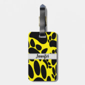 抽象芸術ドッグポープリントイエロー名前をカスタムする ラゲッジタグ (裏面縦)