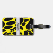 抽象芸術ドッグポープリントイエロー名前をカスタムする ラゲッジタグ (裏面横)