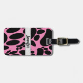 抽象芸術ドッグポープリントピンク名前をカスタムする ラゲッジタグ (正面横)