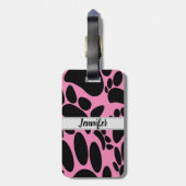 抽象芸術ドッグポープリントピンク名前をカスタムする ラゲッジタグ (裏面縦)