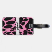 抽象芸術ドッグポープリントピンク名前をカスタムする ラゲッジタグ (裏面横)