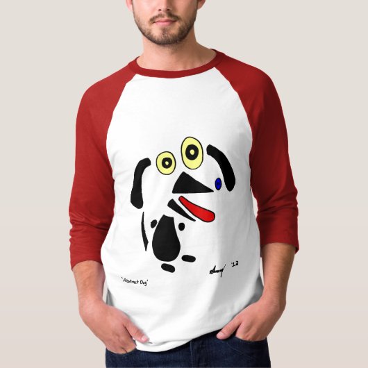 抽象芸術ドッグメンズラグランTシャツ Tシャツ (正面)