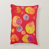 抽象芸術ドットおもしろいリバーシブルブラック/レッド アクセントクッション (裏面(縦))