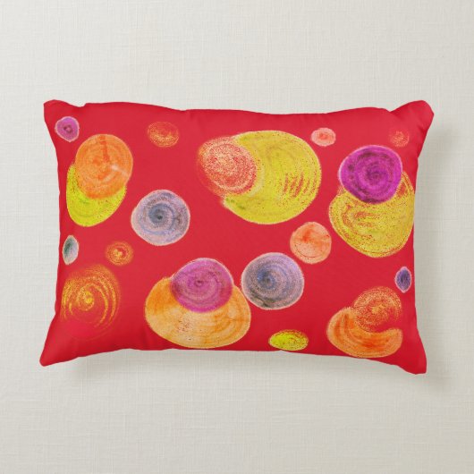 抽象芸術ドットおもしろいリバーシブルブラック/レッド アクセントクッション (裏面)