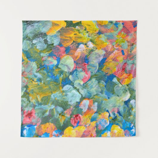 抽象芸術ドットスミアブラシストロークアクリルと水 タペストリー (正面)