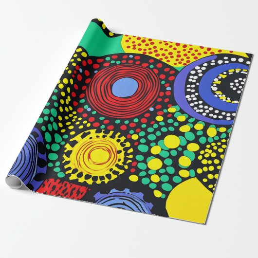 抽象芸術ドット3 ラッピングペーパー (アンロールド)