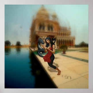 抽象芸術ドラゴンスカルウィッチーAIアートマットバリュー ポスター