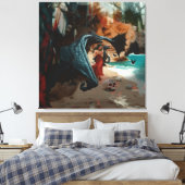 抽象芸術ドラゴンスカルオカルトダークウィッチーAIアート キャンバスプリント (インサイチュ (寝室))