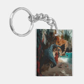 抽象芸術ドラゴンスカルオカルトダークウィッチーAIアート キーホルダー (正面左)