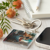 抽象芸術ドラゴンスカルオカルトダークウィッチーAIアート キーホルダー (正面右)