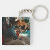 抽象芸術ドラゴンスカルオカルトダークウィッチーAIアート キーホルダー (裏面)