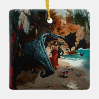 抽象芸術ドラゴンスカルオカルトダークウィッチーAIアート セラミックオーナメント