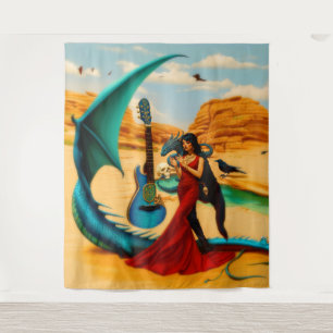 抽象芸術ドラゴンスカルオカルトダークウィッチーAIアート タペストリー