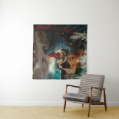 抽象芸術ドラゴンスカルオカルトダークウィッチーAIアート タペストリー (インサイチュ(横))