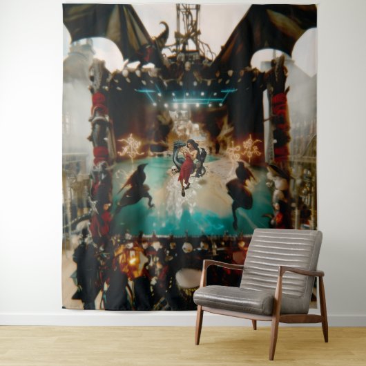 抽象芸術ドラゴンスカルオカルトダークウィッチーAIアート タペストリー (インサイチュ)