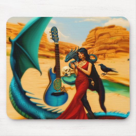 抽象芸術ドラゴンスカルオカルトダークウィッチーAIアート マウスパッド (正面)