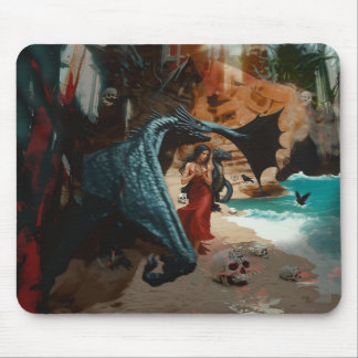 抽象芸術ドラゴンスカルオカルトダークウィッチーAIアート マウスパッド