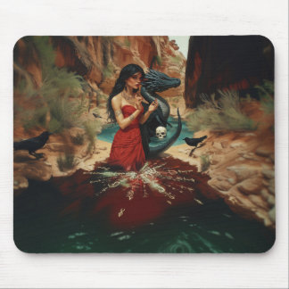 抽象芸術ドラゴンスカルオカルトダークウィッチーAIアート マウスパッド